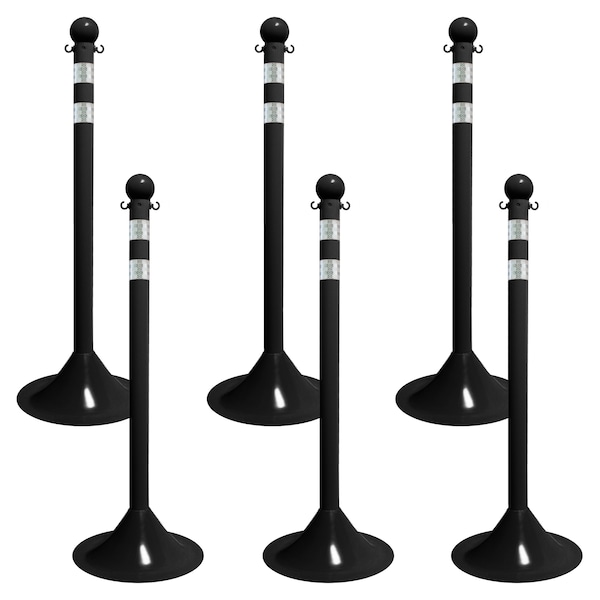 Black Reflective Light Duty Stanchion (6-Pack)