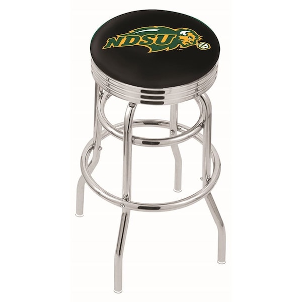 25" Chrome 2-Ring North Dakota State Swivel Bar Stool, Accent Ring
