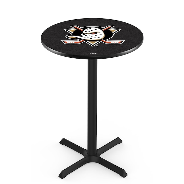 42" Blk Wrinkle Anaheim Ducks Pub Table, 36" dia. Top