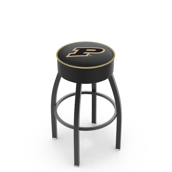 18" Blk Wrinkle Pitt Swivel Stool, Accent Ring