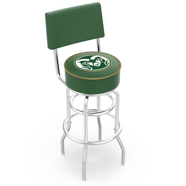 25" Chrome 2-Ring Colorado State Swivel Bar Stool, Back