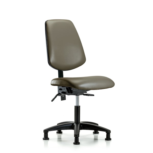 Vinyl Chair, Desk, Med Back, Glides, Taupe