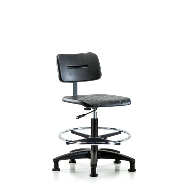 Basic Poly Med Bench Chair, CF, Glides, Polyurethane, Chrome, 19-1/2" to 27-1/2" Seat Height