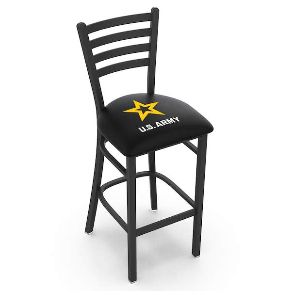 25" Blk Wrinkle U.S. Army Stationary Counter Stool, Ladder Back