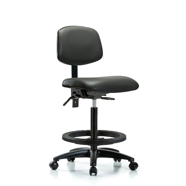 Vinyl Chair, High Bench, Foot Ring, Casters, Carbon