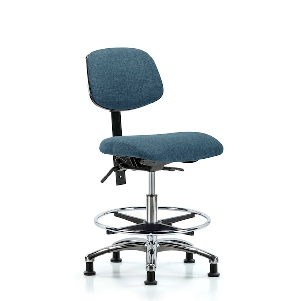 Medium Bench Chair Chair, Fab, Med Ben, Chr Tilt CF Glides, Blu, No Arms, 22" to 29" Height, Fabric