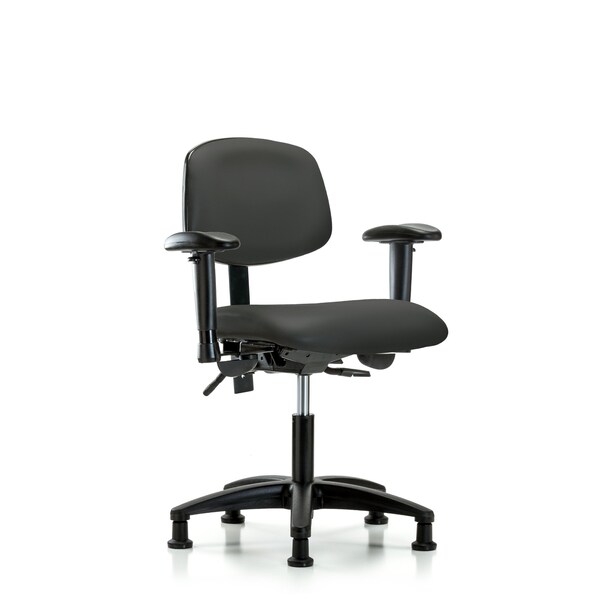 Desk Chair Desk Chair, Vinyl, Tilt AA Glides, Gry, Adjustable Arms, 18" to 23" Height, Vinyl, Charcoal