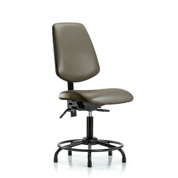 Vinyl Chair, Desk, Round Tube Base, Med Back, Tilt, Glides, Taupe