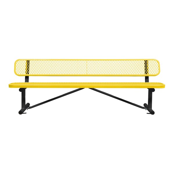 Bench/Back, Surface Mount, 8ft., Yellow