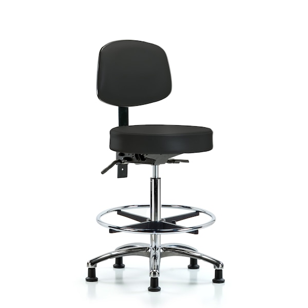 Ben Stool, Hi, Vin, Bk, Chrome, CF, Glides, BLK