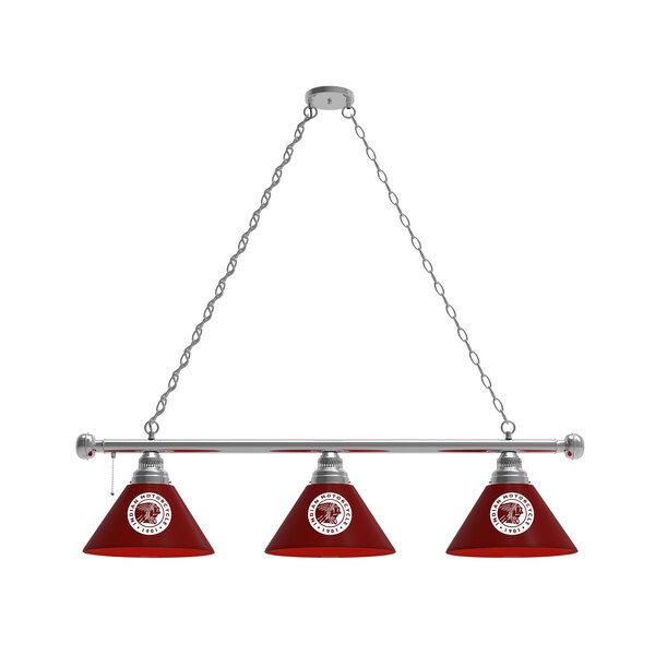 Indian Motorcycle 3 Shade Billiard Light, Burgundy Shade, Chrome Fixture