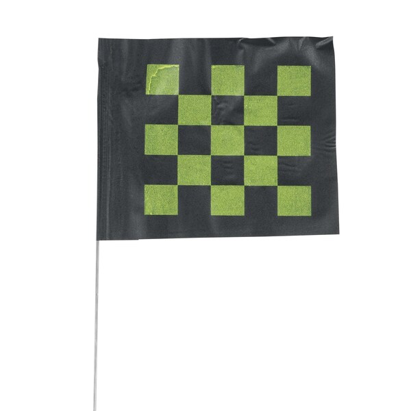 Marking Flag, Vinyl, 18" Wire Staff, Checkered, 18" L., 100 PK