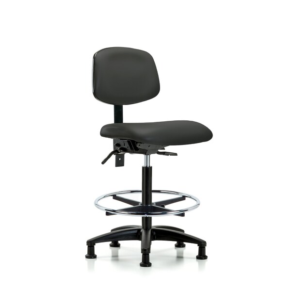 Chair, Fab, Med Bench, Chr Tilt CF Cast, Gry, No Arms, 26" to 35" Height, Charcoal
