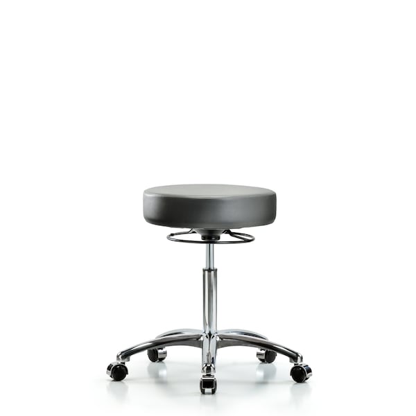 Vinyl Stool, Chrome, Med Bench, Casters, Sterling