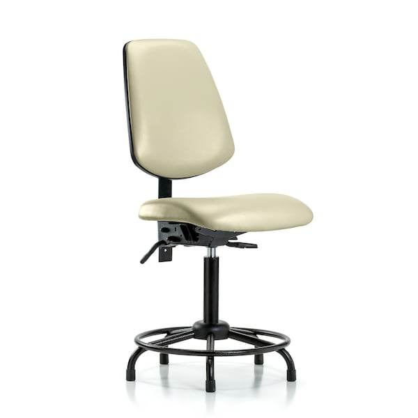 Medium Bench Chair No Arms, 22" to 29" Height, Vinyl, Adobe White