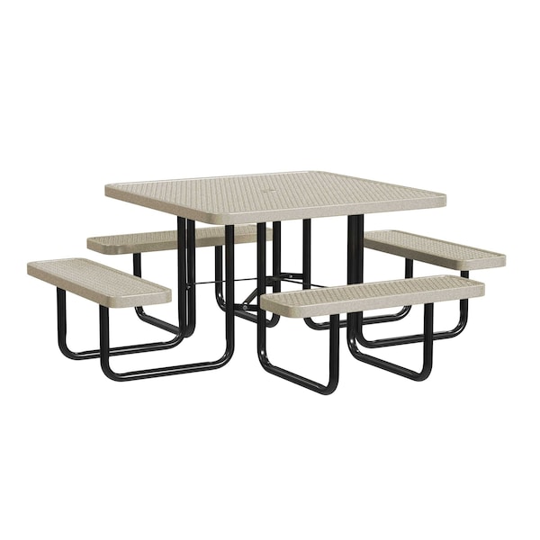 Square Picnic Table, Sandstone, In Ground Mount, 46 in