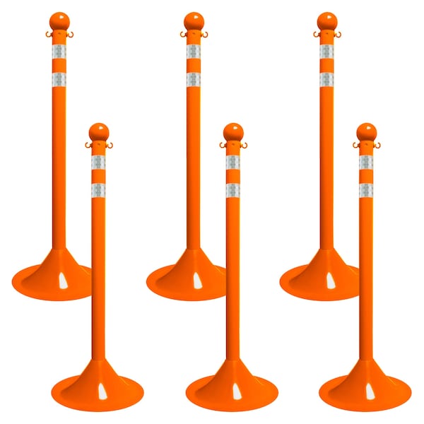 Safety Orange Reflective Light Duty Stanchion (6-Pack)