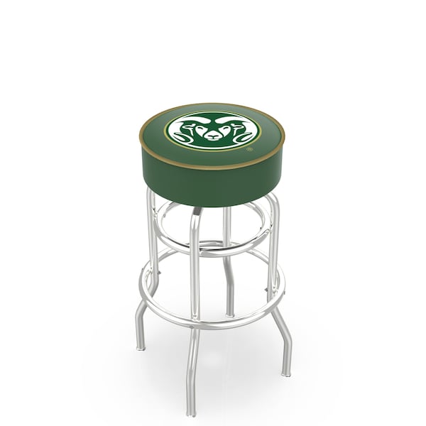 25" Colorado State Cushion Seat, 2-Ring Chrome Swivel Bar Stool
