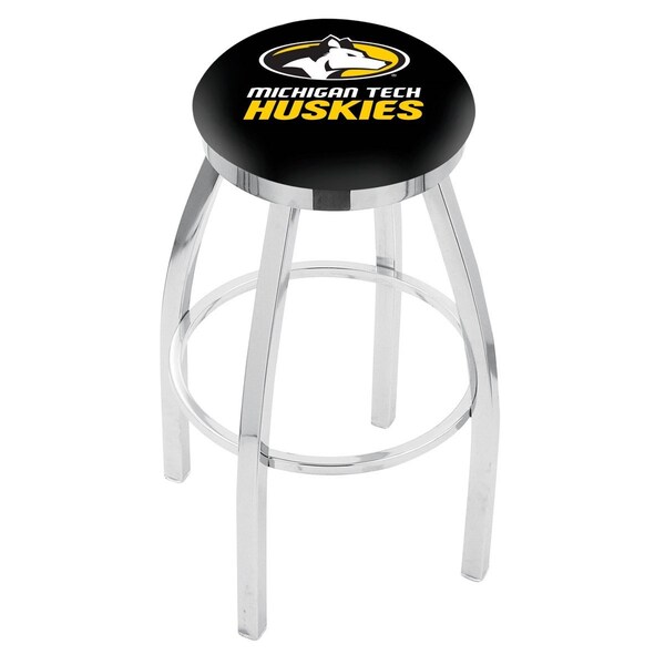 25" Chrome Michigan Tech Swivel Bar Stool, Accent Ring