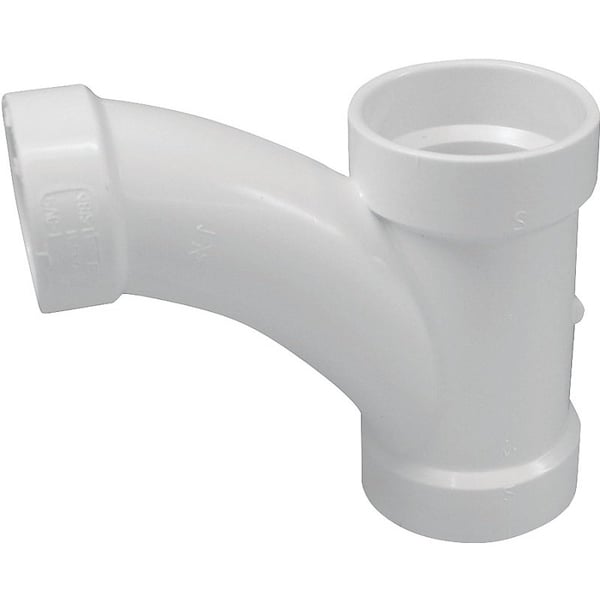CANPLAS Reducing Combination Tee Pipe Wye, 4 x 4 x 2 in, Hub, PVC, White, SCH 40 Schedule