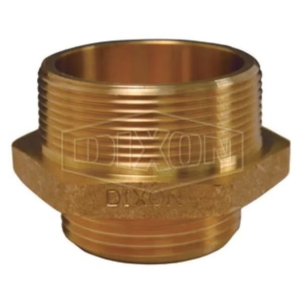 Double Reducing Hex Nipple, 2-1/2 x 1-1/2 in, Brass, MNPT x Male NST NH, Domestic