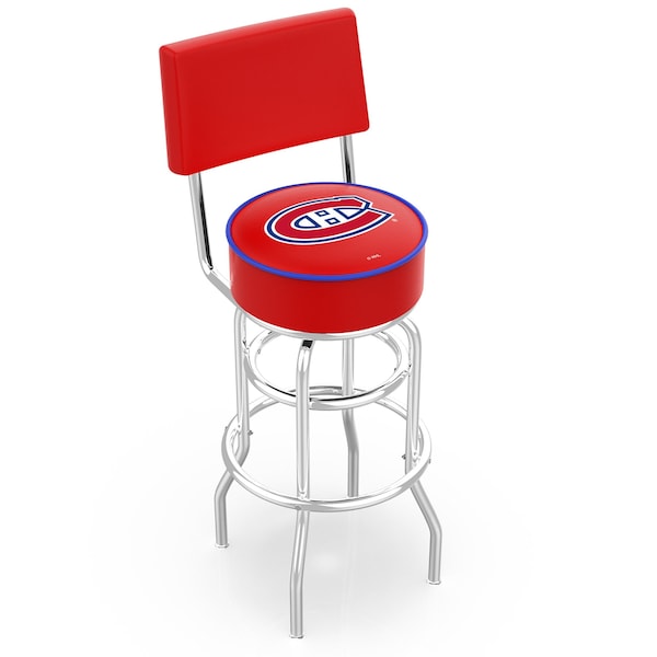 25" Chrome 2-Ring Montreal Canadiens Swivel Bar Stool, Back