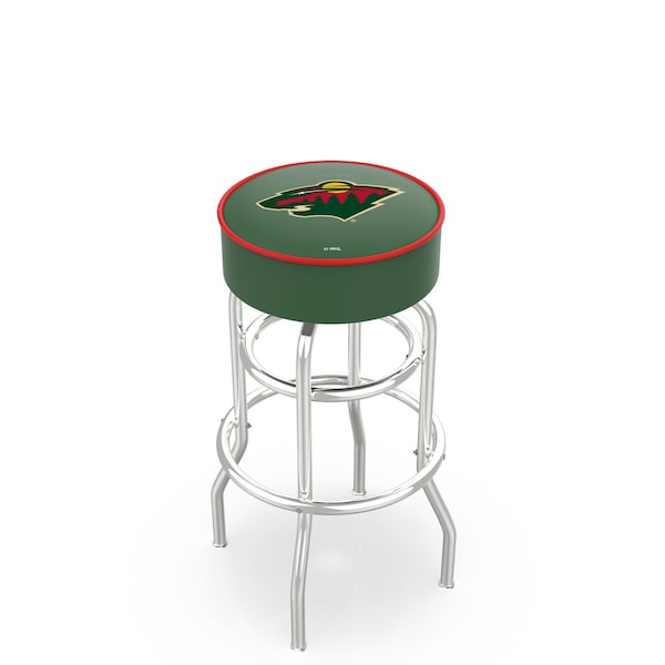 25" Minnesota Wild Cushion Seat, 2-Ring Chrome Swivel Bar Stool