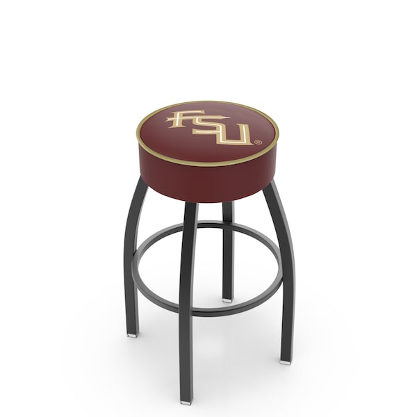 25" Florida State Script Cushion Seat, Blk Wrnkl Base Swivel Bar Stool