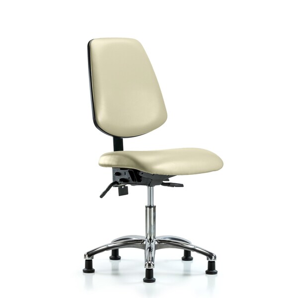 Desk Chair Desk Chair, Vinyl, Med, Bk, Chrm, Glides, Wht, No Arms, 18" to 23" Height, Vinyl, Adobe White