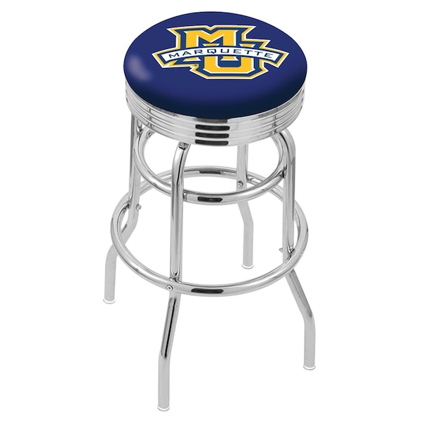 25" Chrome 2-Ring Marquette Swivel Bar Stool, Accent Ring