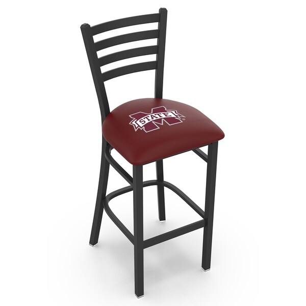 25" Blk Wrinkle Mississippi State Stationary Counter Stool, Ladder Back