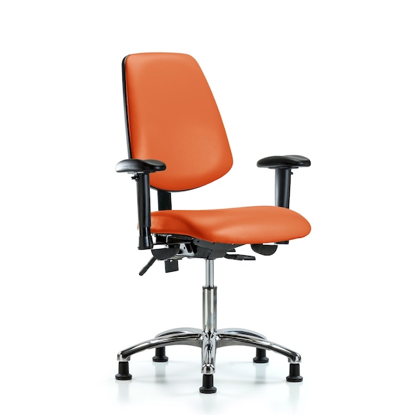Desk Chair Desk Chair, Vinyl, Med, Bk, Glds, Org, Adjustable Arms, 18" to 23" Height, Vinyl, Orange Kist