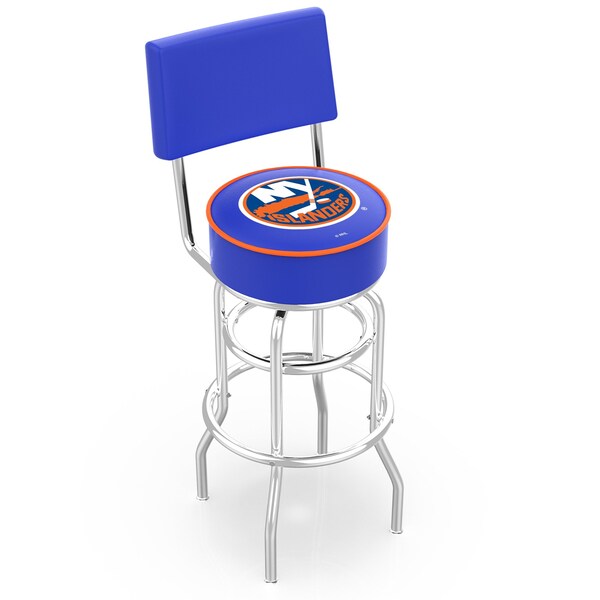 25" Chrome 2-Ring New York Islanders Swivel Bar Stool, Back