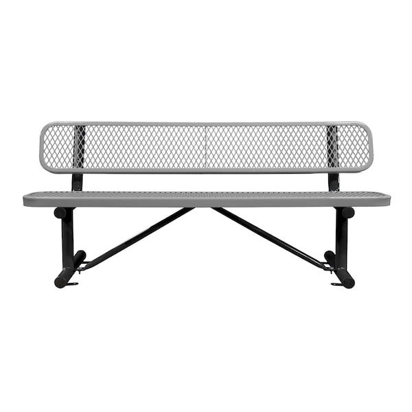 Bench/Back, Surface Mount, 6ft., Gray
