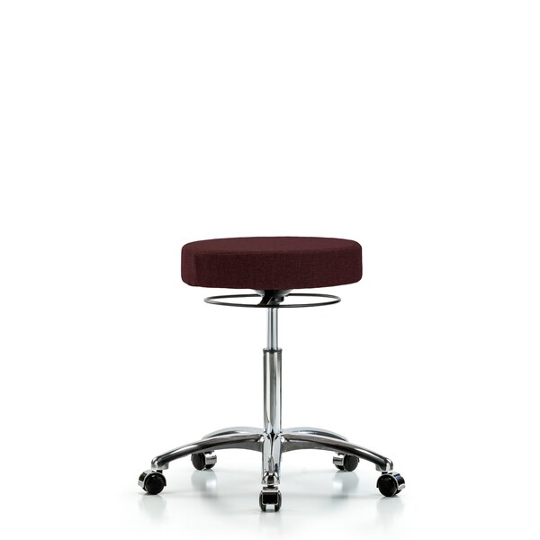 Bench Stool, Med, Fabric, Chrome, Castrs, Bur