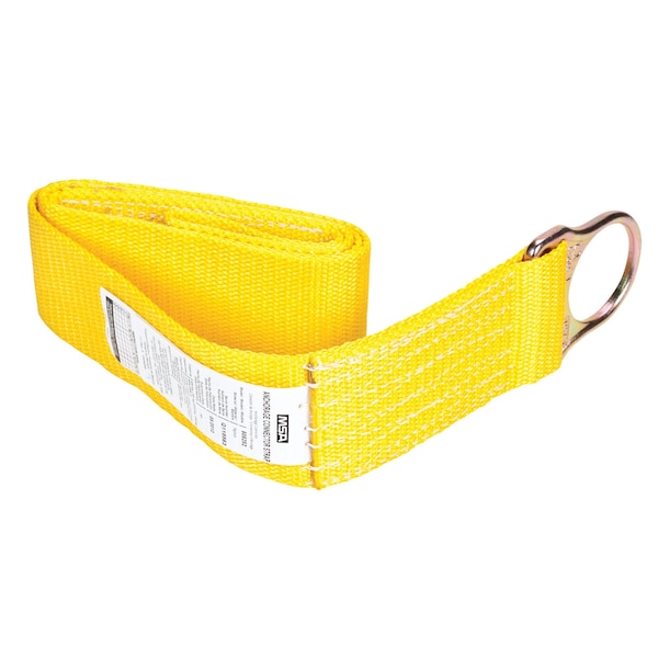 Anchorage Connector Strap, Yellow Nylon, Single D-ring, 5'