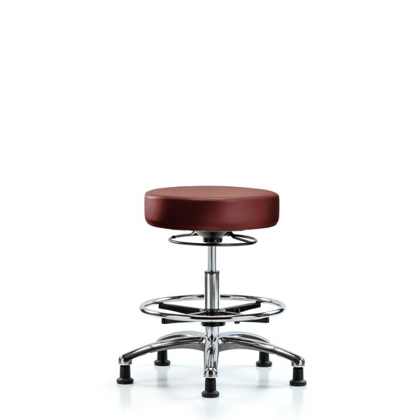 Vinyl Stool, Chrome, Med Bench, Foot Ring, Glides, Taupe