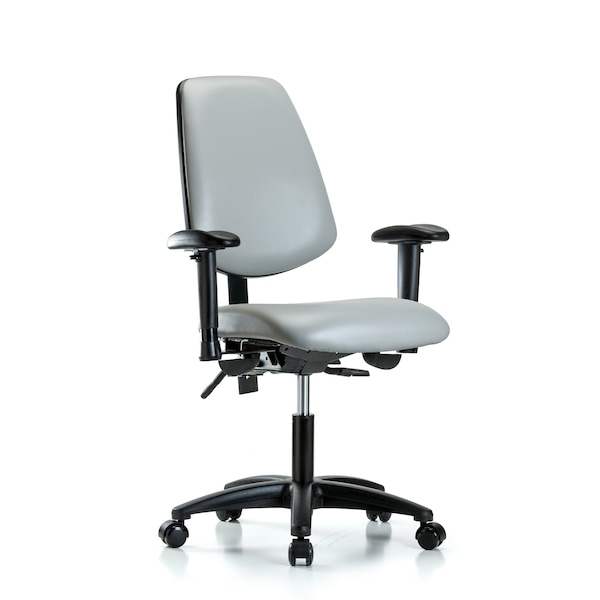 Desk Chair Adjustable Arms, 18" to 23" Height, Vinyl, Dove