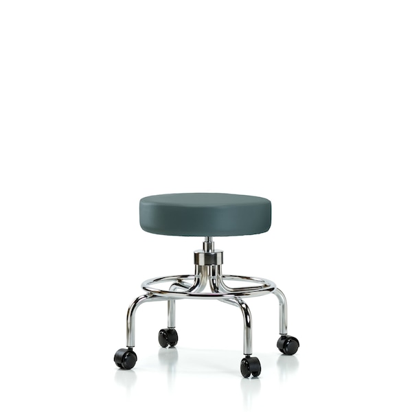Screw-Lift Stool, Vinyl, CR, Casters, Blu