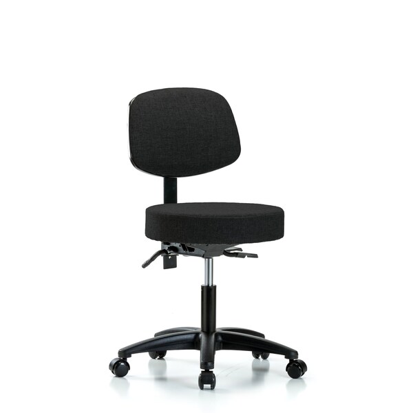 Desk Stool, Fabric, Bk, Casters, Blk