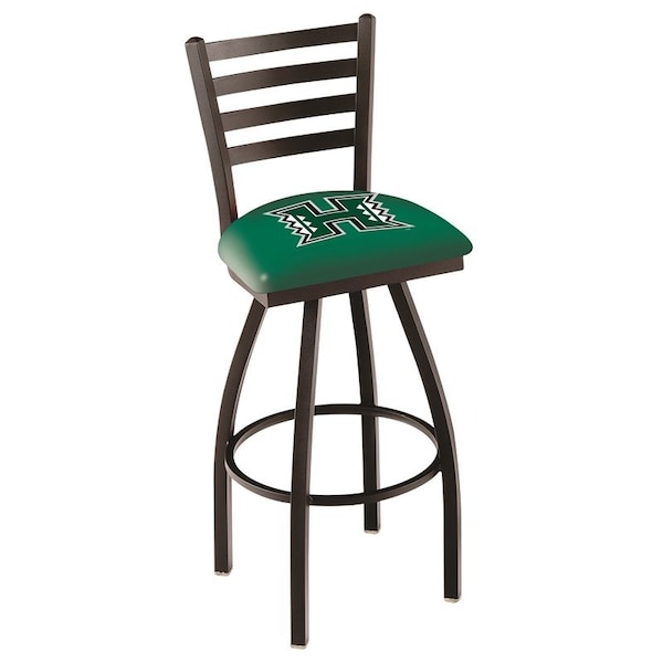 25" Blk Wrinkle Hawaii Swivel Bar Stool, Ladder Back