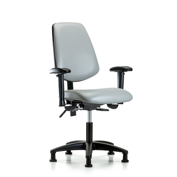 Desk Chair Adjustable Arms, 18" to 23" Height, Vinyl, Dove