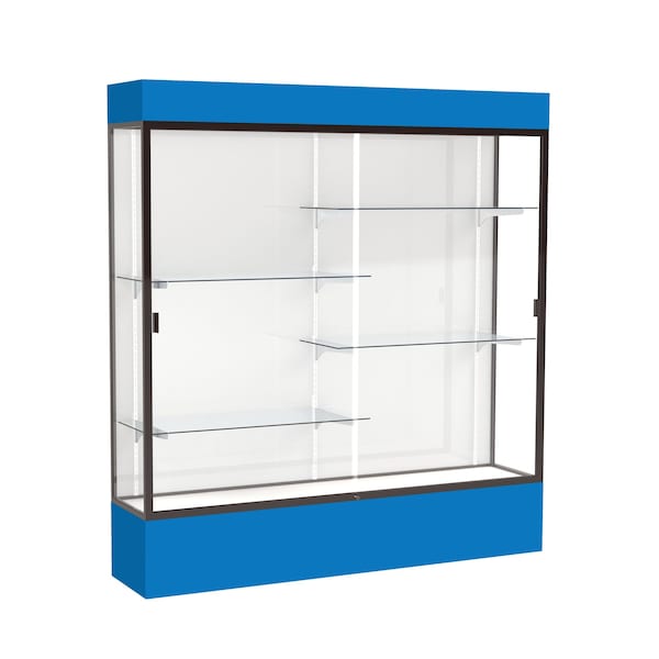 Lighted Floor Display Case 72x80x16, White, Bronze