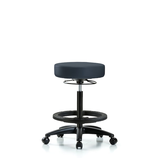 Bench Stool, Hi, Vinyl, BF, Casters, Nav