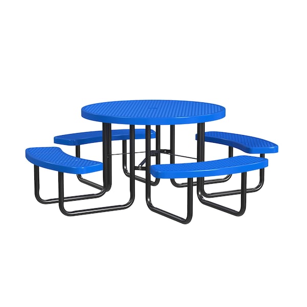 Round Portable Picnic Table, Blue, 46 in L
