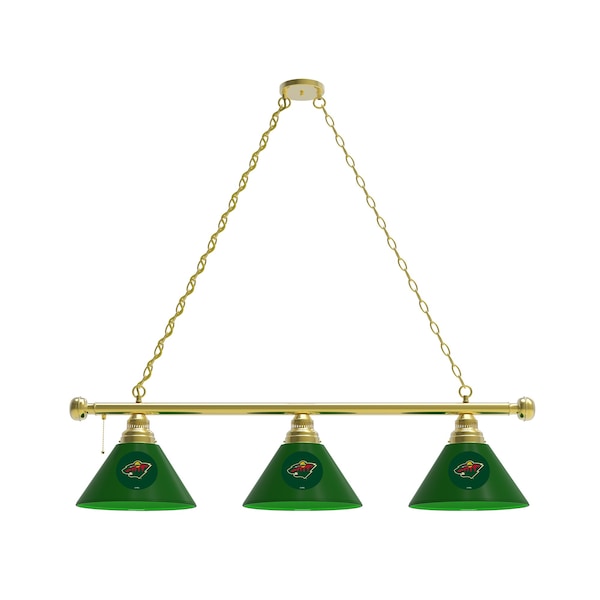 Minnesota Wild 3 Shade Billiard Light, Brass Fixture