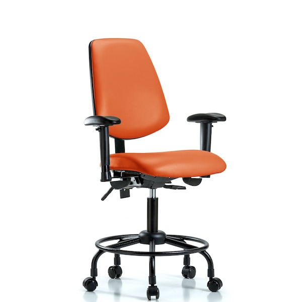 Desk Chair Adjustable Arms, 21" to 26" Height, Vinyl, Orange Kist