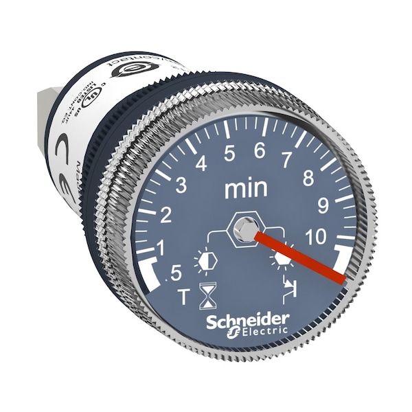Panel mounted timer monofunction, Harmony XB5, plastic, 22mm, time delay 0.5.10min, 24V DC