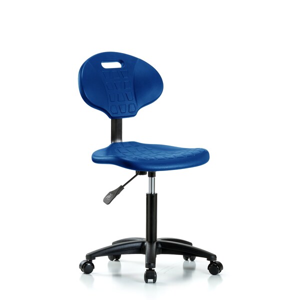 Erie Poly Chair, Med Bench, Casters, Blue
