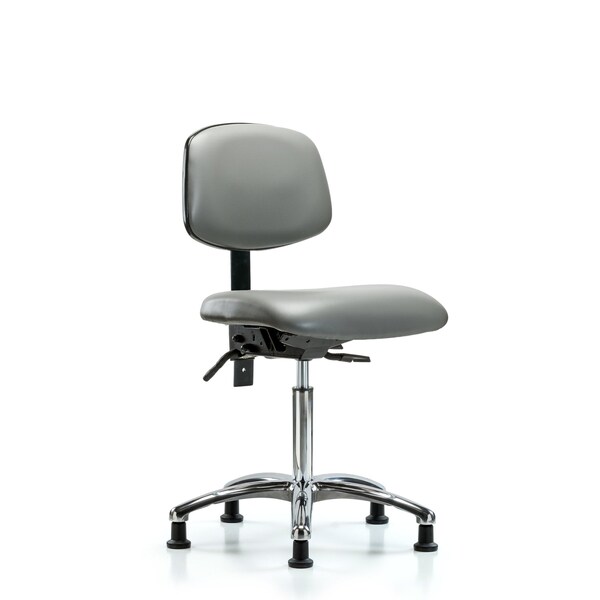 Vinyl Chair Chrome, Med Bench, Glides, Sterling
